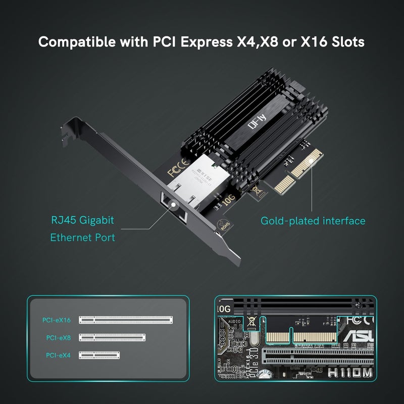 QFly 10Gb PCI-e Network Card, PCIe to 10 Gigabit Ethernet Adapter,Marvell AQtion AQC113C Controller,10G Base-T RJ45 Port NIC Card,Support Windows10/11/Server - Image 4